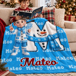 Personalized 3D-Style Character Artwork Photo Multicolour Soft Throw Blanket with Name and Initial Home Decor Christmas Eve Party Gift for Kids