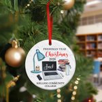 Personalised Freshman Year Ceramic Christmas Ornament with Name and School Name Classroom Tree Decor Christmas Gift for College Student