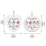 Personalized Our First Christmas Penguin Family  Heart Ceramic Ornament with Names and Year Tree Decor Christmas Gift for Family Kids