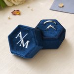 Personalised Monogram Design Wedding Ring Hexagon Box with Name and Date Engagement Proposal Gift for Bride Groom Couple