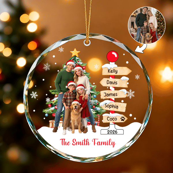 Gepersonaliseerd, schattig glazen kerstbal met 3D-effect en figuurtje, met naam en foto – woondecoratie en kerstcadeau voor het gezin en kinderen