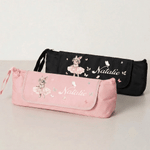Personalized Ballerina Rabbit Multi-Compartment Hair Tools Storage Bag with Name and Heat Resistant Mat Birthday Team Gift for Ballet Lovers