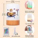 Personalised Reading Character Birth Flower Dimmable Touch Control LED Night Light with Name Bedroom Decor Birthday Gift for Book Lover Bookworm