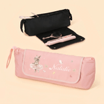 Personalized Ballerina Rabbit Multi-Compartment Hair Tools Storage Bag with Name and Heat Resistant Mat Birthday Team Gift for Ballet Lovers