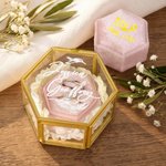Personalised Monogram Design Wedding Ring Hexagon Box with Name and Date Engagement Proposal Gift for Bride Groom Couple