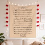 Personalised Five-Line Note Music Theme The First Dance Song Soft Throw Blanket with Couple Names And Date Wedding Anniversary Gift for Couples