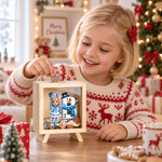 Personalized 3D-Effect Artwork Cartoon Character Photo Wooden Money Box Piggy Bank with Christmas Initial and Name Desk Decor Christmas Gift for Kids