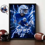 Personalized Lightning Heroes Sports Style Photo Canvas Prints with Name and Number Home Decor Ship from USA Birthday Gift for Football Lovers