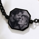 Personalized Heat-Activated Hidden Photo Bracelet with Engraved Text Dainty Jewelry Memorial Anniversary Birthday Gift for Couple Best Friend