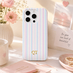 Personalized Monogram Stripe Phone Case for iPhone or Samsung Daily Use Birthday Christmas Gift for Family Friend