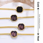 Personalized Heat-Activated Hidden Photo Bracelet with Engraved Text Dainty Jewelry Memorial Anniversary Birthday Gift for Couple Best Friend