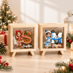 Personalized 3D-Effect Artwork Cartoon Character Photo Wooden Money Box Piggy Bank with Christmas Initial and Name Desk Decor Christmas Gift for Kids