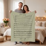 Personalised Five-Line Note Music Theme The First Dance Song Soft Throw Blanket with Couple Names And Date Wedding Anniversary Gift for Couples