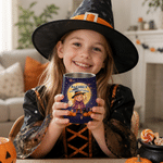 Personlig vinbeger med Halloween-tema – med motiv av gresskar, flaggermus og måne – 12 oz – med navn – Halloween-festgave til familie, venner og barn