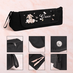 Personalized Ballerina Rabbit Multi-Compartment Hair Tools Storage Bag with Name and Heat Resistant Mat Birthday Team Gift for Ballet Lovers