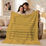 Personalised Five-Line Note Music Theme The First Dance Song Soft Throw Blanket with Couple Names And Date Wedding Anniversary Gift for Couples