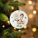 Individuell gestaltetes Acryl-Ornament mit 3D-Effekt: Kunstwerk, Geburtsblume, Cartoon-Figur, Foto und Namensbaum – Weihnachtsgeschenk für Familie und Freunde