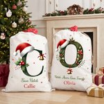 Un sacco pieno di amore (e regali) - Sacco di Babbo Natale in tela personalizzato con iniziale e nome