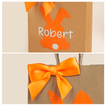 Personalized Cute Bow Bunny Kids Easter Reusable Kraft Paper Gift Bags with Name Easter Party Holiday Gift for Boys Girls