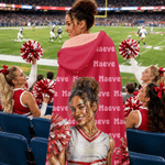 Manta suave con capucha personalizada con una foto de animadoras al estilo de pintura al óleo «impasto», con nombre incluido: regalo para el día del partido del equipo, ideal para animadoras