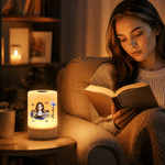 Personalised Reading Character Birth Flower Dimmable Touch Control LED Night Light with Name Bedroom Decor Birthday Gift for Book Lover Bookworm