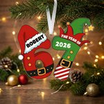 Personalised Funny 67 Santa Hat Elf Acrylic Ornament with Name and Year Home Tree Decor Christmas Gift for Family Friends
