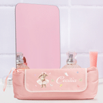 Personalized Ballerina Rabbit Multi-Compartment Hair Tools Storage Bag with Name and Heat Resistant Mat Birthday Team Gift for Ballet Lovers
