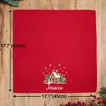 Personalized Christmas Theme Pattern 100% Cotton Reusable Red Napkin with Name Table Decor Christmas Gift for Family Friend