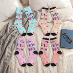 Personalized Soft Multicolor Book Pattern Mid Calf Socks with Name Birthday Christmas Book Club Gift for Book Lovers Librarians