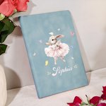 Carnet personnalisé en cuir synthétique A5/A6 avec illustration d'un lapin dansant au ballet et de fleurs à l'aquarelle, avec prénom gravé – Cadeau de rentrée scolaire pour les passionnés de lecture