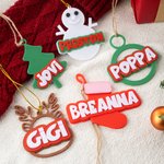 Personalised 3D Printed Snowman Reindeer Bell Christmas Tree Ornament Stocking Tag with Name Christmas Gift for Family Friends