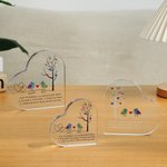 Personalized Sea Glass Inspired Birds Tree of Life Heart-Shaped Acrylic Plaque with Names Desk Decor Birthday Gift for Sisters Friends Bestie