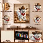 Personalised Cowboy Style Pet Photo Canvas Prints with Name Home Decor Ship from USA Birthday Gift for Pet Owners