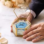 Personalised Monogram Design Wedding Ring Hexagon Box with Name and Date Engagement Proposal Gift for Bride Groom Couple