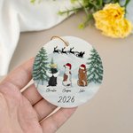Ornement personnalisé double face en céramique avec nom et année Cadeau de Noël commémoratif pour les propriétaires d'animaux de compagnie