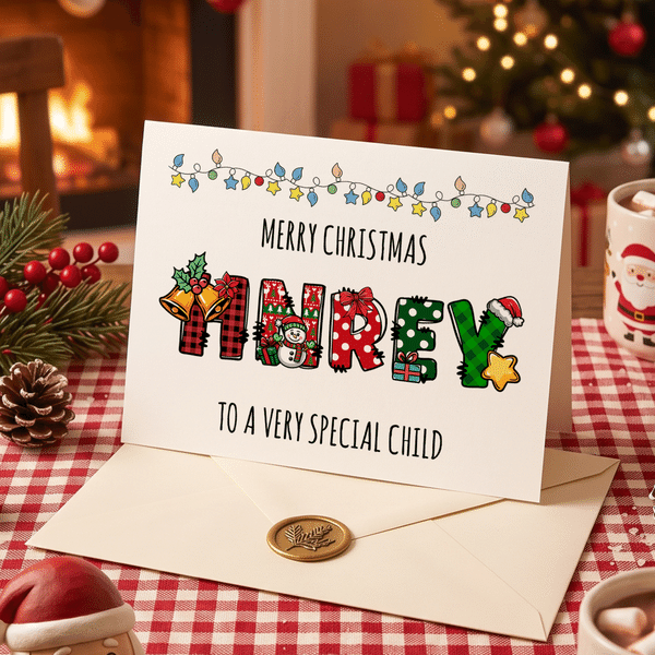 Personalised Merry Christmas Cute Snowman Foldable Greeting Card with Text and Title Christmas Gift for Friends Family