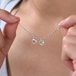 Personalised Minimalist Birthstone Disc Necklace with Engraved Initial Dainty Jewellery Birthday Anniversary Gift for Women