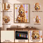 Personalized Autumn Fashion Style Pet Photo Canvas Prints with Name Home Decor Birthday Gift for Pet Owners