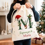 Un sacco pieno di amore (e regali) - Sacco di Babbo Natale in tela personalizzato con iniziale e nome