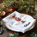 Personalisierte Nussknacker Weihnachtsserviette mit Namen | Wiederverwendbar | Festliche Tischdeko | Weihnachtsgeschenk für Familie & Freunde