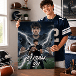 Personalized Lightning Heroes Sports Style Photo Canvas Prints with Name and Number Home Decor Ship from USA Birthday Gift for Football Lovers