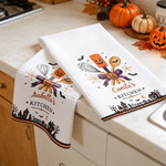 Personalized Halloween Theme Pumpkin Baking Tools Soft Waffle Tea Towel with Name Kitchen Decor Halloween Gift for Family Friends