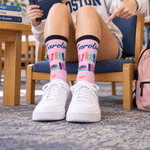 Personalized Soft Multicolor Book Pattern Mid Calf Socks with Name Birthday Christmas Book Club Gift for Book Lovers Librarians