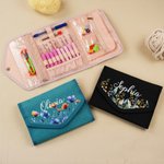 Personalized Birth Flower Crochet Hook Organizer with Name Knitting Accessories Birthday Gift for Crochet Enthusiast Mom Grandma