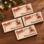 Personalized Christmas Theme Cartoon Character Photo Wood Cash Money Holder with Name Christmas Gift for Kids