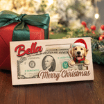 Personalized Christmas Theme Cartoon Character Photo Wood Cash Money Holder with Name Christmas Gift for Kids