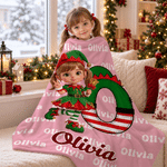 Personalized 3D-Style Character Artwork Photo Multicolour Soft Throw Blanket with Name and Initial Home Decor Christmas Eve Party Gift for Kids