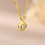 Personalised Minimalist Birthstone Disc Necklace with Engraved Initial Dainty Jewellery Birthday Anniversary Gift for Women
