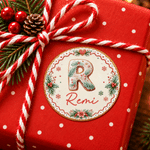 Personalized Festive Gingerbread Initial Christmas Stickers with Name Gift Decor Christmas Gift for Kids Friends