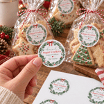 Personalised Christmas Wreath Waterproof Sticker with Dish Name and Family Surname Gift Decor Baking Party Favor Christmas Gift for Cooking Lovers